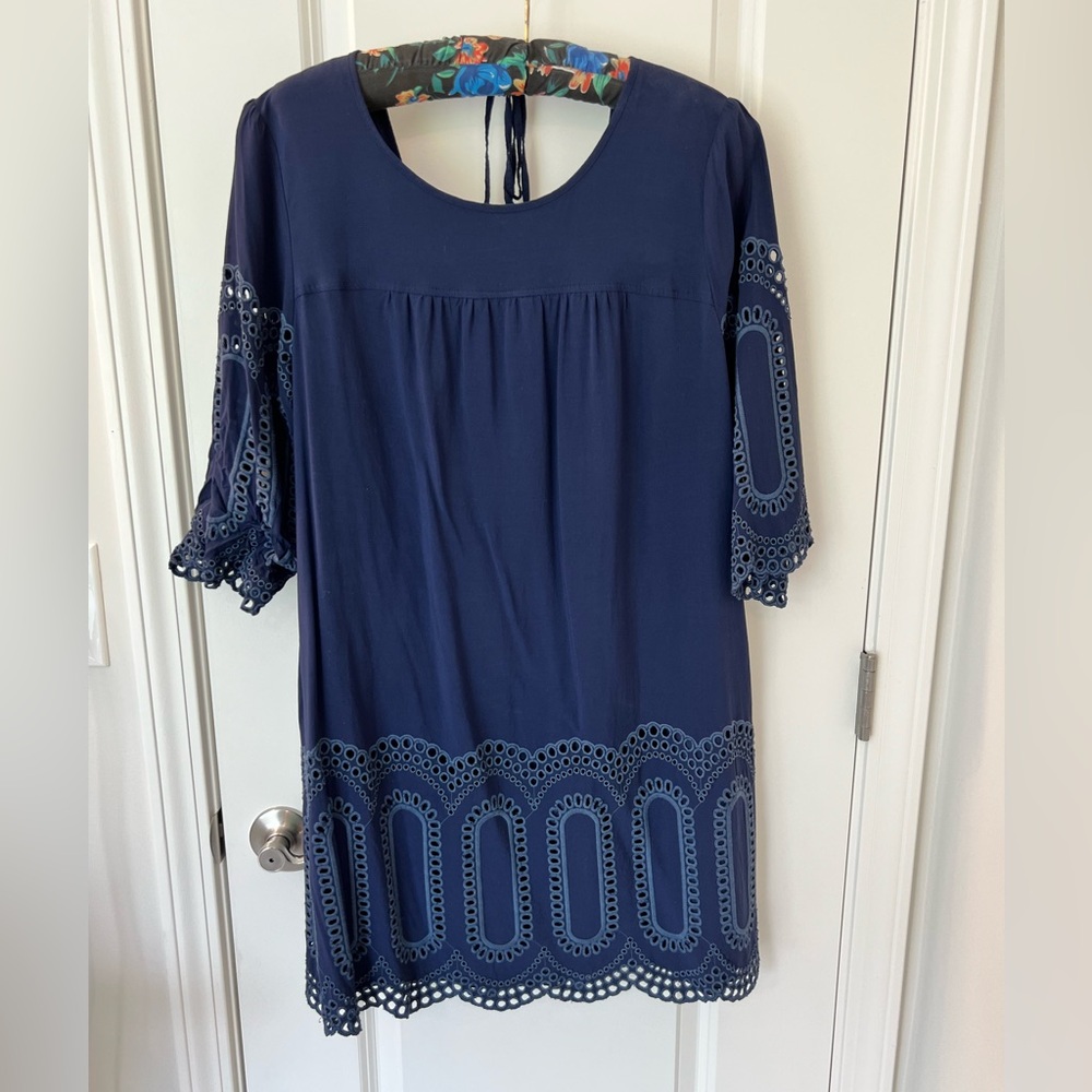 Crown & Ivy Navy Eyelet Dress
